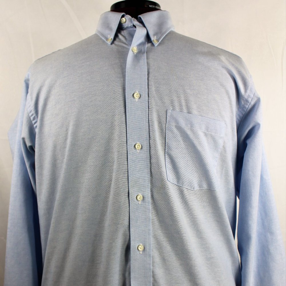 Arrow Wrinkle Free Oxford Blue Long Sleeve Dress Shirt Big Tall  Size 17-36/37